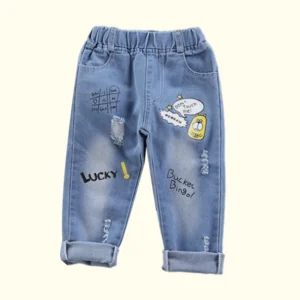 Boys Spring Autumn Cotton Print Jeans