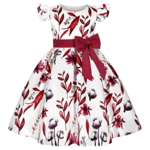 girls  printed princess birthday party dress